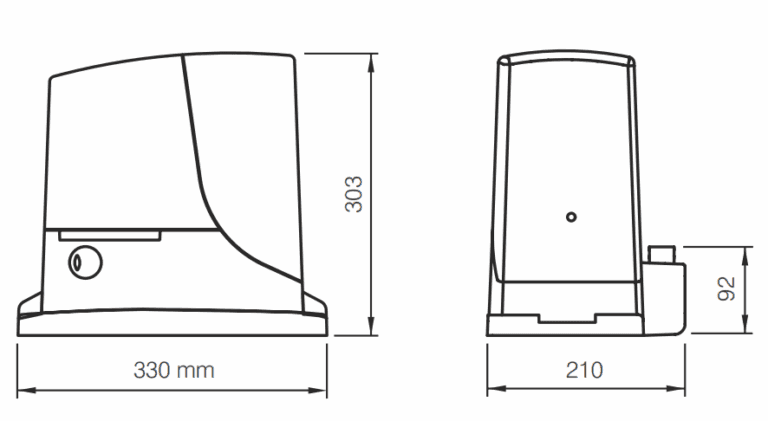 Габаритные размеры автоматики Nice robus 600